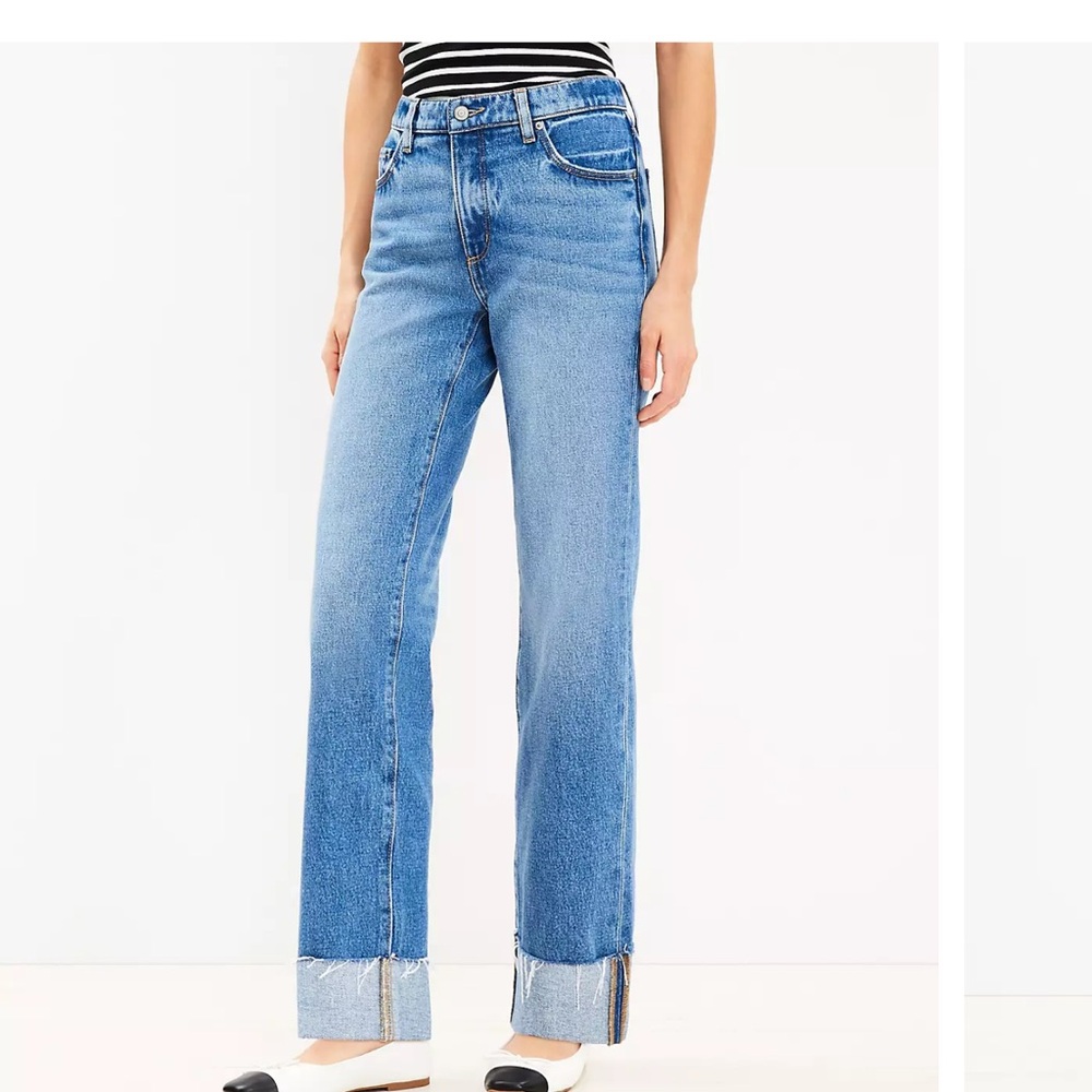 Loft Slouchy Boyfriend Jeans In Classic Mid Wash